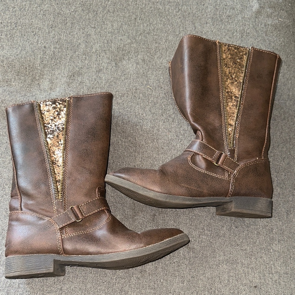 Kids' Brown Glittery Boots
